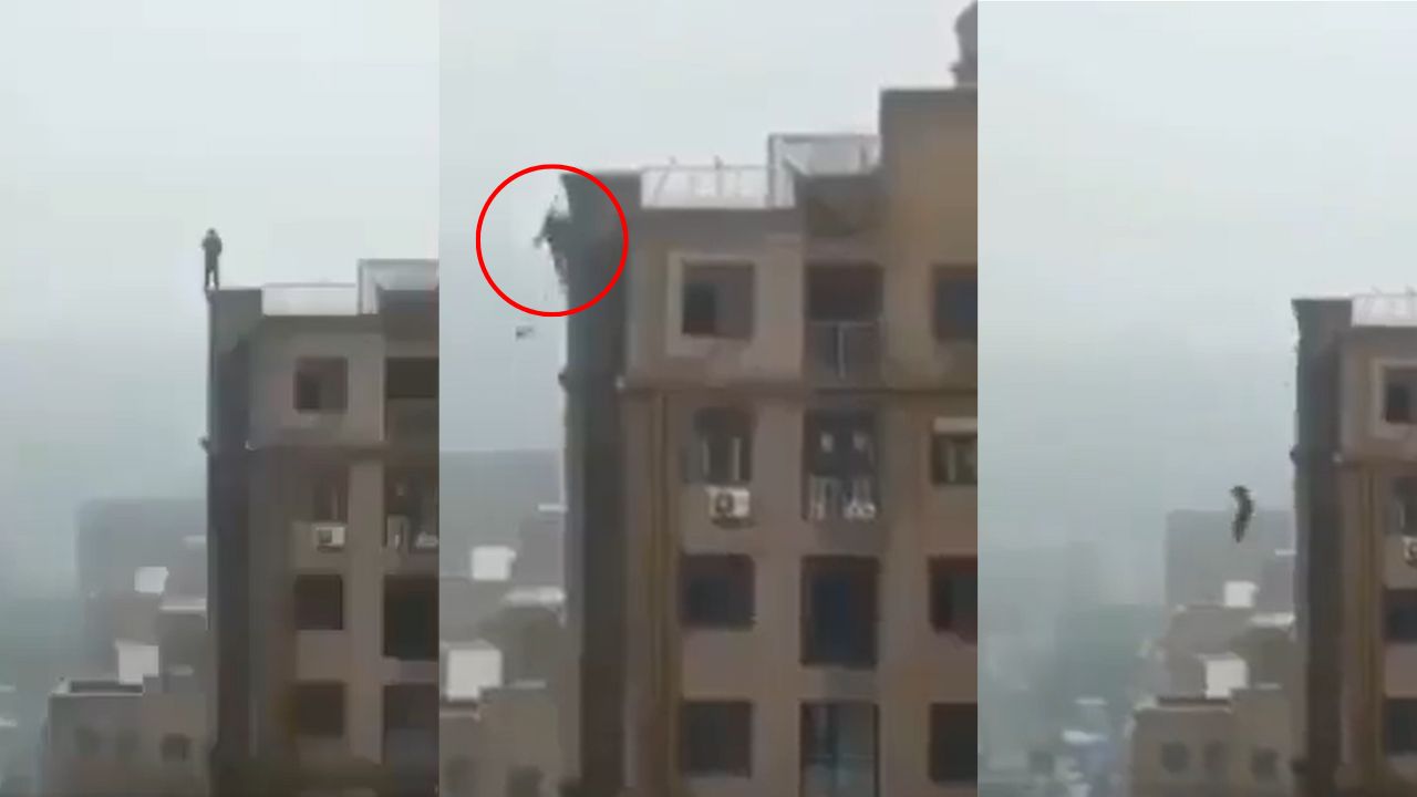 VIDEO: Hombre cae desde la punta de un edificio ¿Qué hacía ahí?
