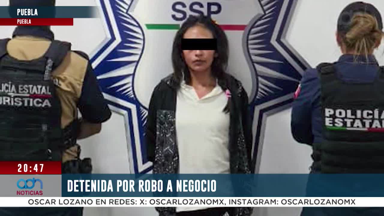 Detienen a una mujer por presunto robo de relojes en el Centro de Puebla