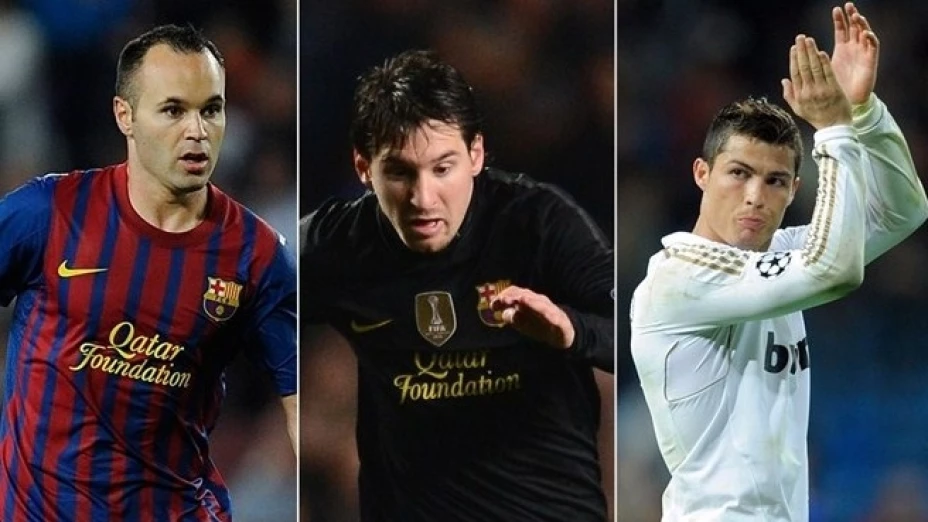 Iniesta, Messi y Ronaldo