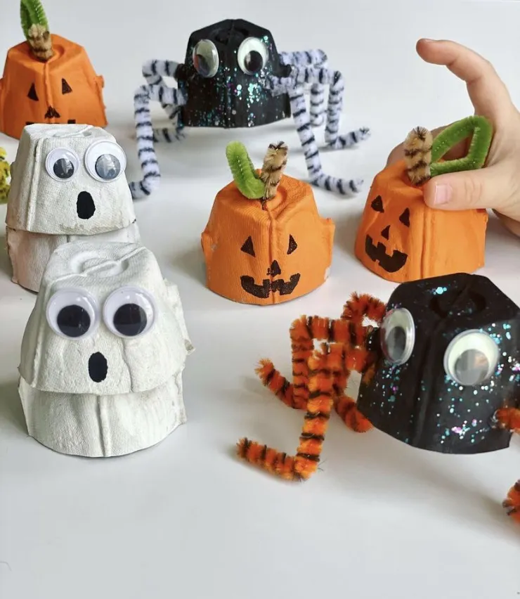 Ideas para reutilizar el cartón de huevos para hacer calabazas de cartón para Halloween