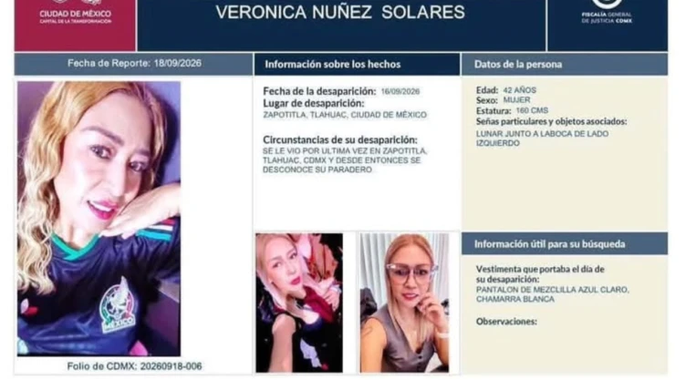 Encuentran restos óseos en Morelos e investigan si es Verónica Núñez Solares, desaparecida en Tláhuac.