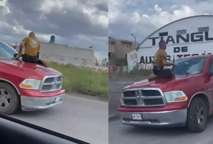 policía arrastrado en Lechería