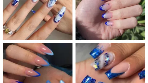 Estilos de uñas acrílicas azules