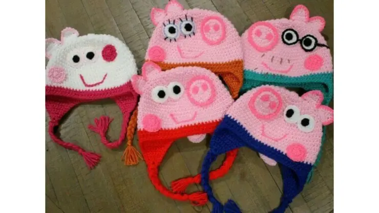Peppa Pig Gorros de crochet de todos los personajes para el frío.jpeg