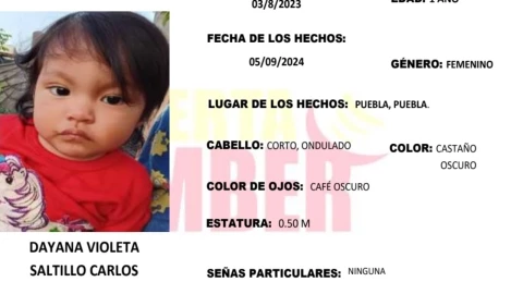 ALERTA AMBER: Se busca a Dayana Violeta Saltillo Carlos, bebé de 1 año que desapareció en Puebla