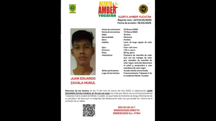 Adolescente de 16 años de edad DESAPARECE en Yucatán y Fiscalía activa ALERTA AMBER
