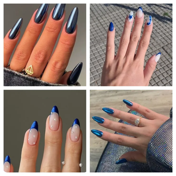 Modelos de uñas acrílicas azules