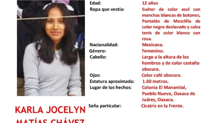 Alerta Amber Jocelyn Matías Oaxaca
