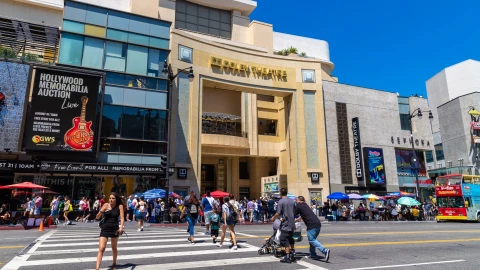 Cruce peatonal de la calle junto al Dolby Theatre de Los Ángeles