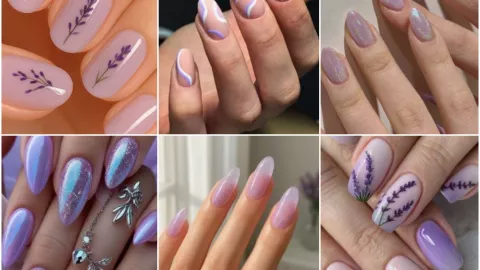 diseño uñas lavanda mate