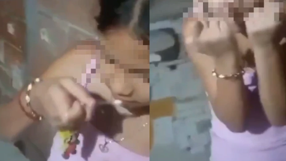 Niña consume cocaína.
