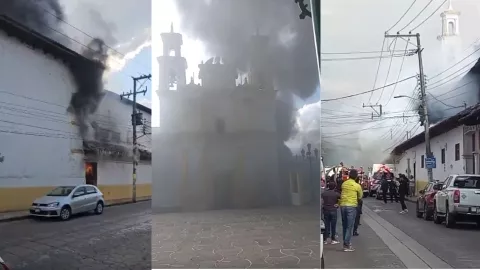 Incendio en iglesia La Merced, San Cristóbal de las Casas, Chiapas.