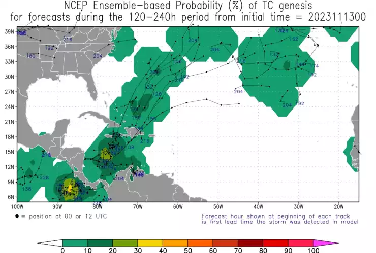 zona de baja presión en el mar caribe