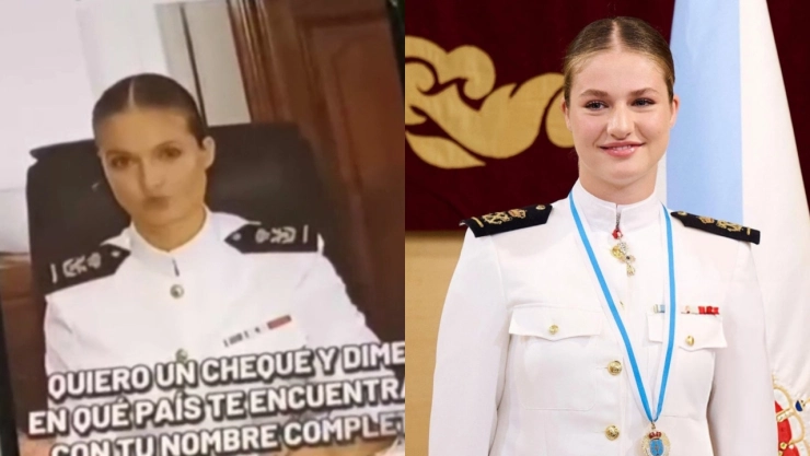 foto de la princesa Leonor y captura de video generado con Inteligencia Artificial.