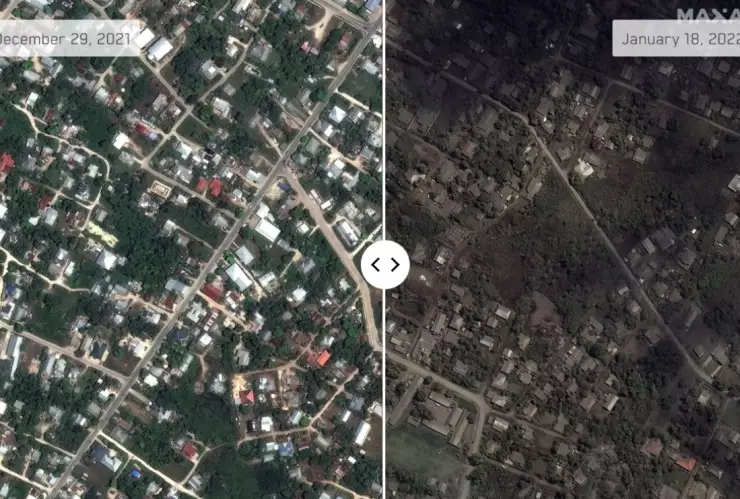 imagenes después volcan tonga