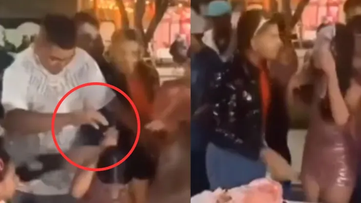 Video Por accidente, cumpleañera clava cuchillo en el ojo a invitado que quiso empujarla al pastel