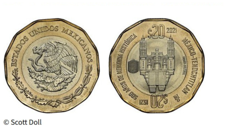 moneda de 20 pesos como es