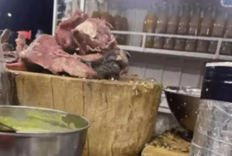 FOTO Exhiben cabeza de perro en taquería de México