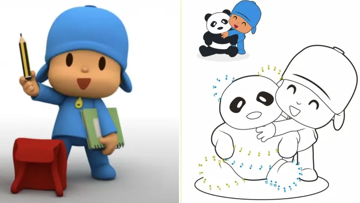 Imágenes para colorear y laberintos de Pocoyó para niños