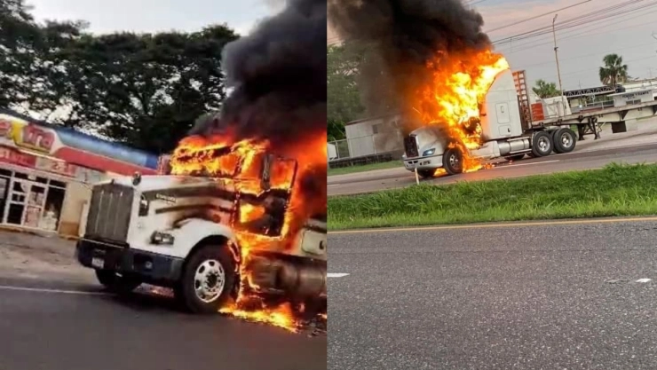 Tabasco incendian tráileres bloqueos Chotalpa