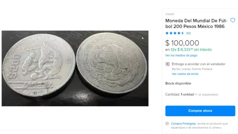 Esta es la moneda de 200 pesos del Mundial 1986 más cara