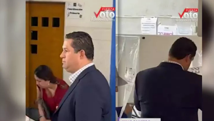 Diego Sinhue, vota en León, Guanajuato