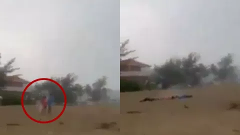 Momento en que rayo impacta a varios niños en una playa de Puerto Rico