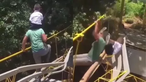Niño de cae de puente