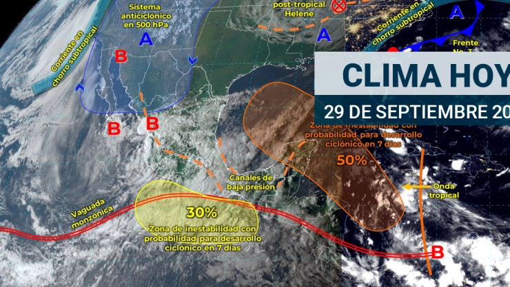 Clima en México para este 29 de septiembre.