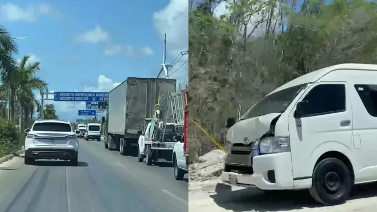 ÚLTIMA HORA: Se registra accidente en la carretera Playa del Carmen-Cancún; vans de pasajeros están involucradas