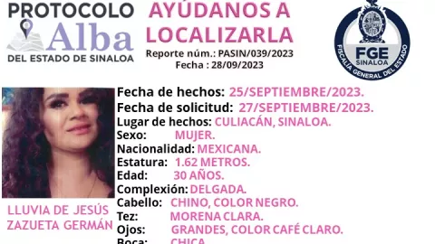 Lluvia mujer desaparecida en Culiacancito.