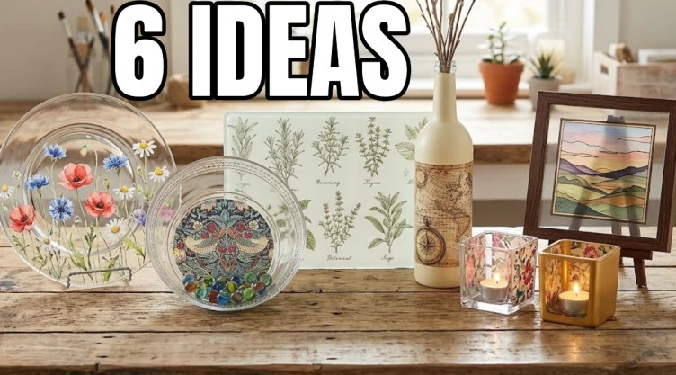 6 ideas de manualidades “decoupage” DIY con técnica invertida: se ven hermosos para la decoración