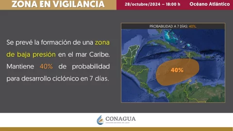 Una zona de baja presión en el mar Caribe aumenta su probabilidad de desarrollo ciclónico