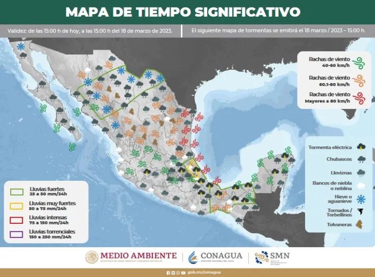Clima en México 18 de marzo