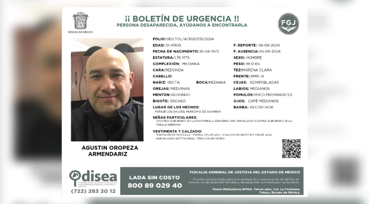 Agustín Oropeza Armendáriz.