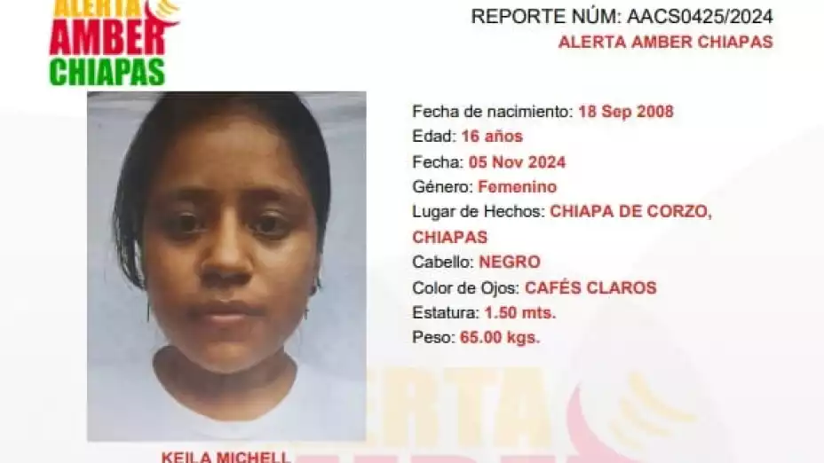 Alerta Amber Chiapas Keila Michell