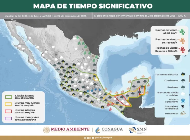 Clima en México hoy 12 de diciembre de 2023