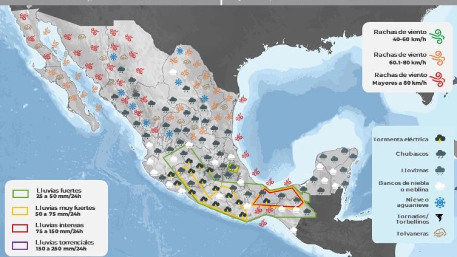 Clima en México 22 de noviembre de 2023