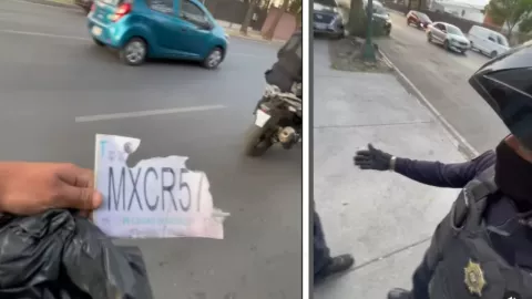 Influencer exhibe en video a policías de la CDMX con placas falsas para extorsionar