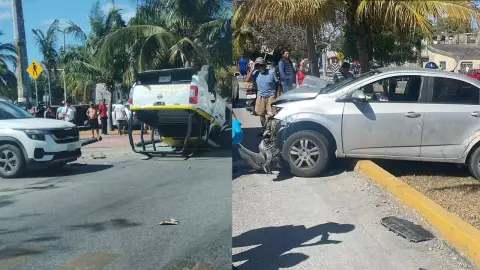 Choque en avenida Chac Mool y Nichupté_ Una patrulla involucrada (1).jpg