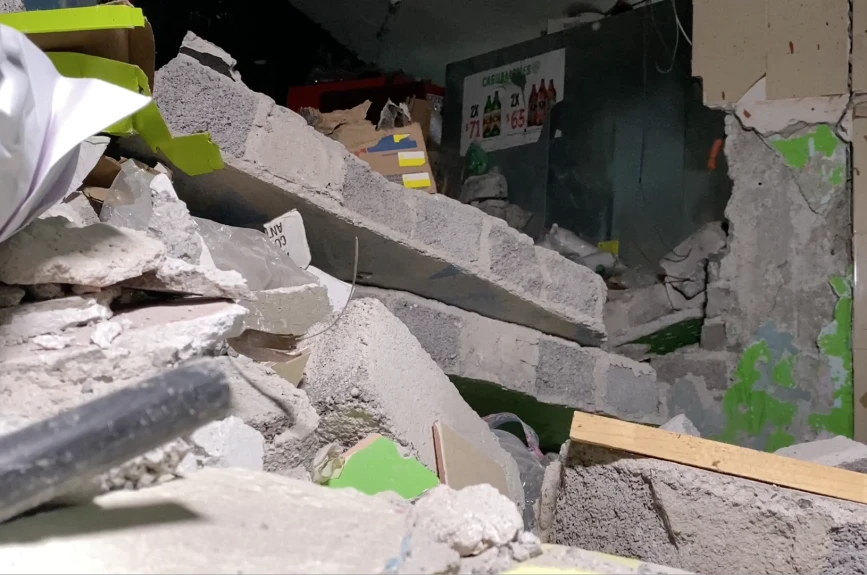 Hogar de la familia Frías después de una explosión.