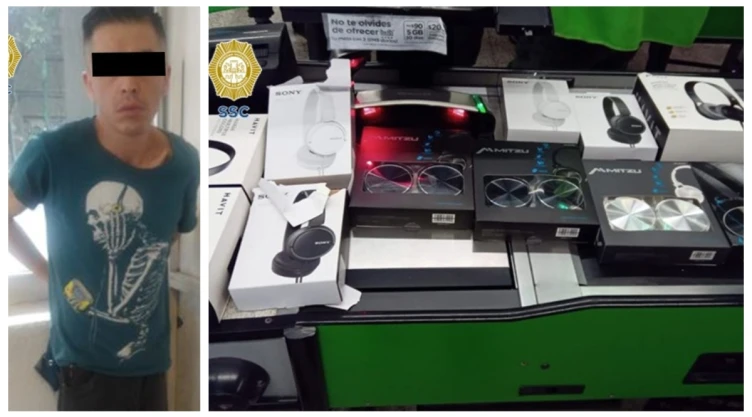 alcaldía Cuauhtémoc CDMX detuvieron fardero intentando robar 12 audifonos