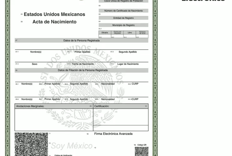 Validación del acta de nacimiento en línea.