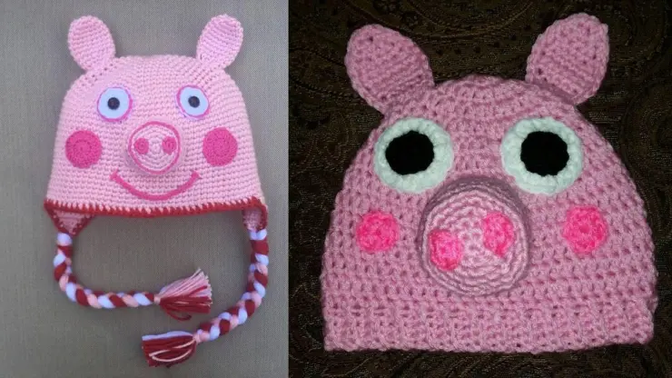 Peppa Pig Gorro de crochet con y sin cordones.jpeg