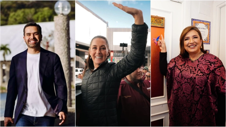 El emecista Jorge Álvarez Máynez, la morenista Claudia Sheinbaum y la panista Xóchitl Gálvez.