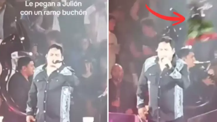 VIDEO: Así fue golpeado Julión Álvarez con un ramo buchón durante concierto