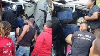FOTOS: Peregrinos quedaron prensados tras choque entre camión y camioneta hoy; van al menos 2 muertos y múltiples heridos