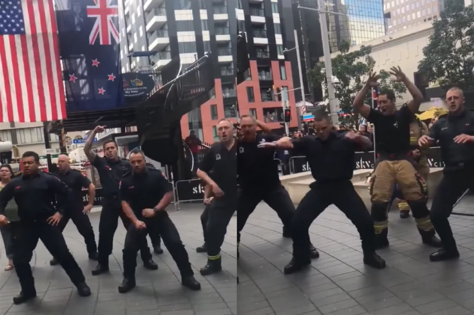 bomberos realizan el haka.png