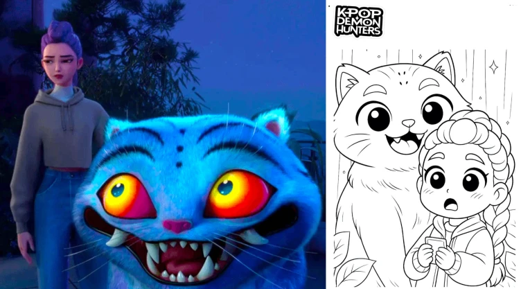 4 plantillas adorables del tigre Derpy de Kpop Demon Hunters para imprimir y colorear que todo fan amará
