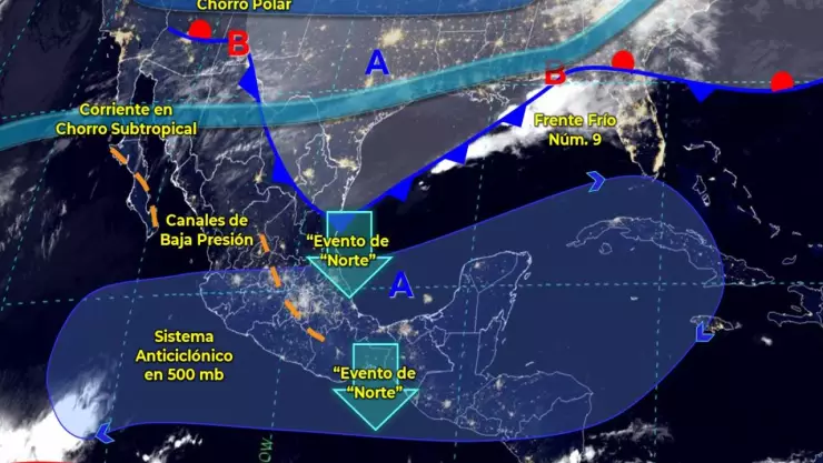 Clima 15 de noviembre: Frente Frío 9 provocará lluvias en el sureste